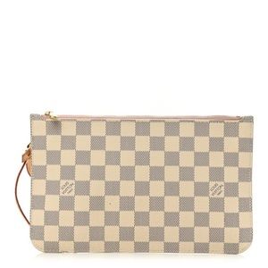 LOUIS VUITTON
Damier Azur Neverfull MM GM Pochette Rose Ballerine